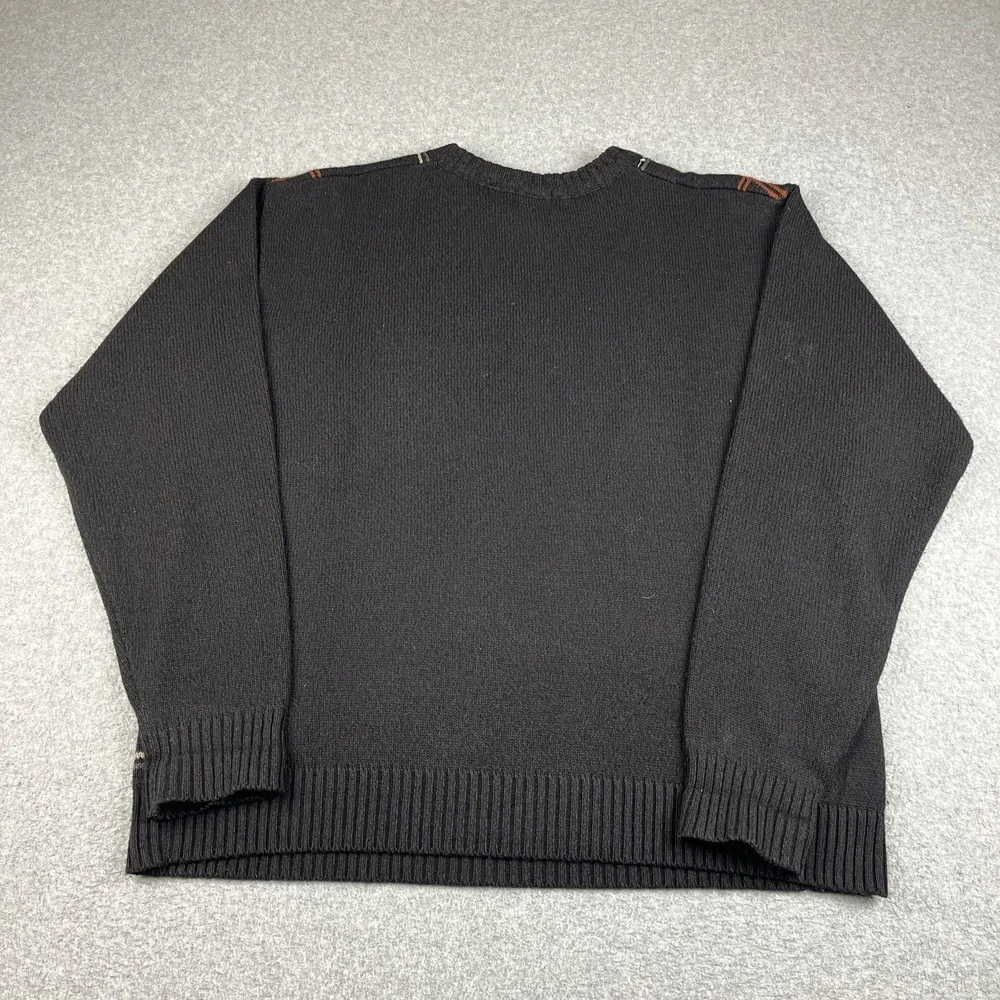 VTG Haggar Sweater Mens Large Brown Crewneck Earth Tone Check Pullover Striped